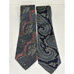 Ted Lapidus, Men's Vintage Silk Neckties, Lot Of‎ 2, Multicolor/Pattern